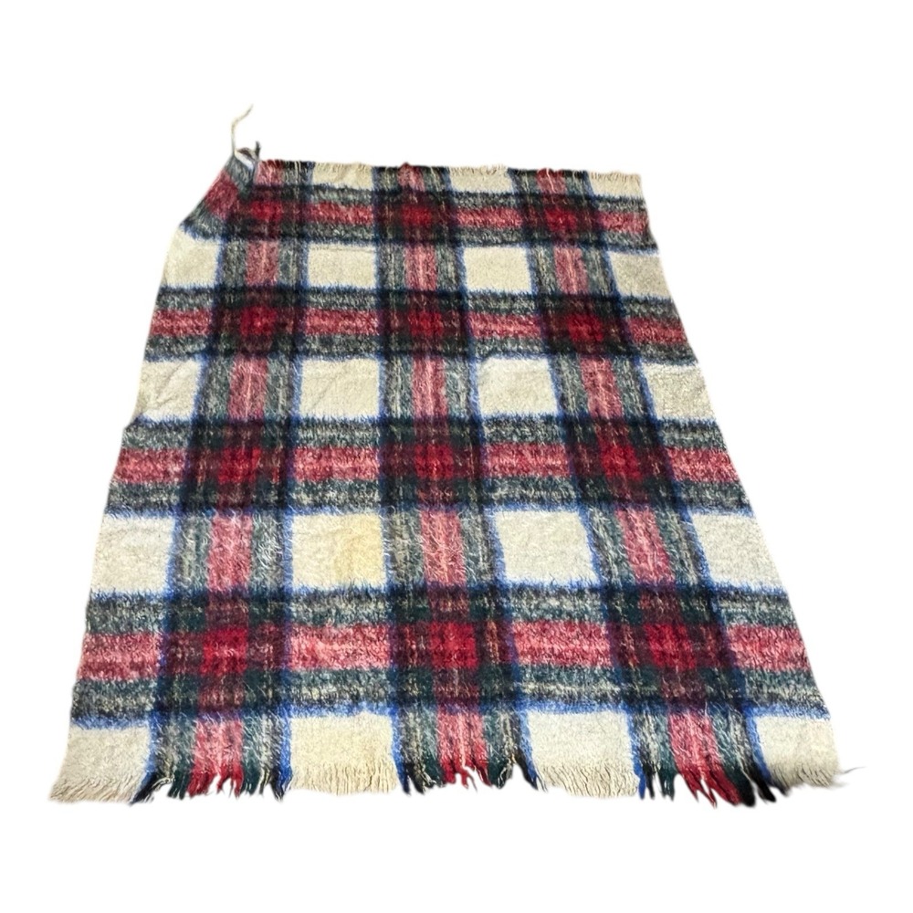 Dress Stewart Andrew Stewart Blanket Mohair Plaid Red White Green Blue 46" x 70"